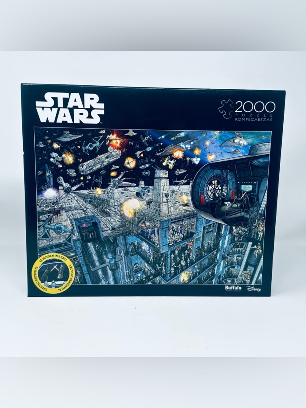 Star Wars Puzzle 2000 Piece 12 Hidden Images Death Star w/ Diagram Comple Sealed